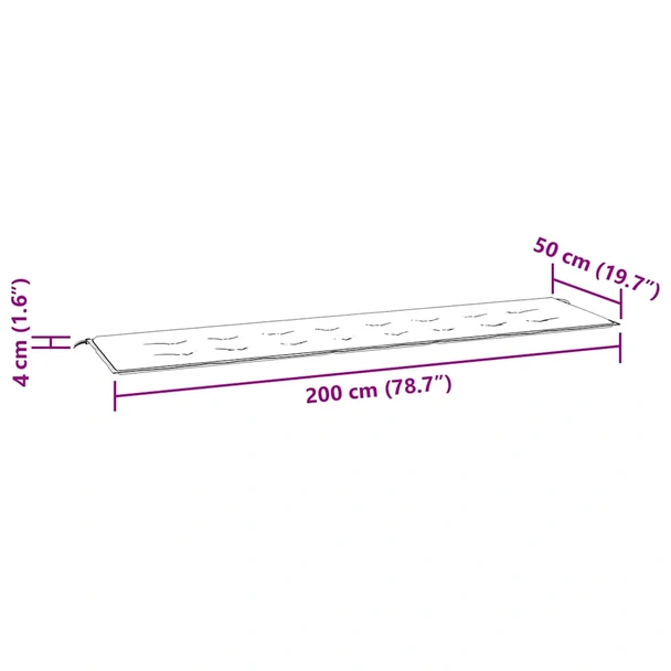 Възглавница за пейка 200x50x4 см десен листа вариант 2 — оксфорд - Image 7