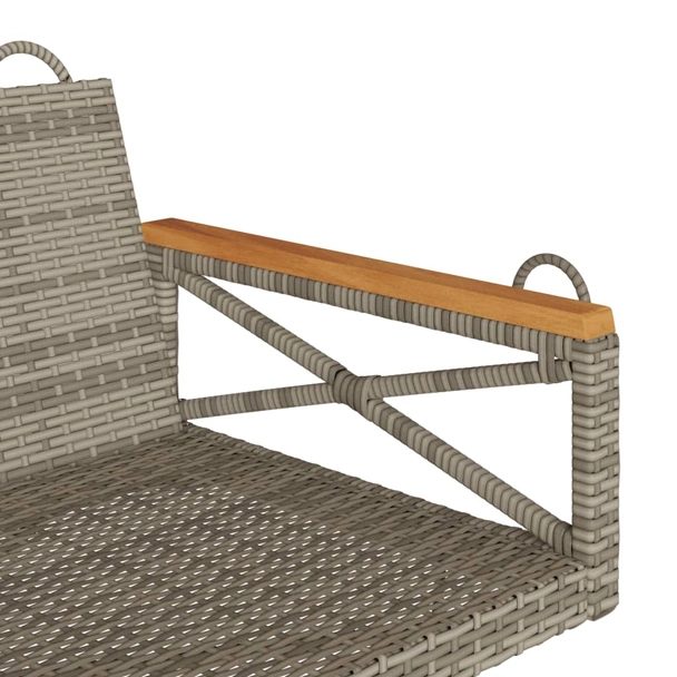 Висяща пейка-люлка за двама 109 x 62 x 40 см сива — PE ратан — стоманена рамка - Image 7