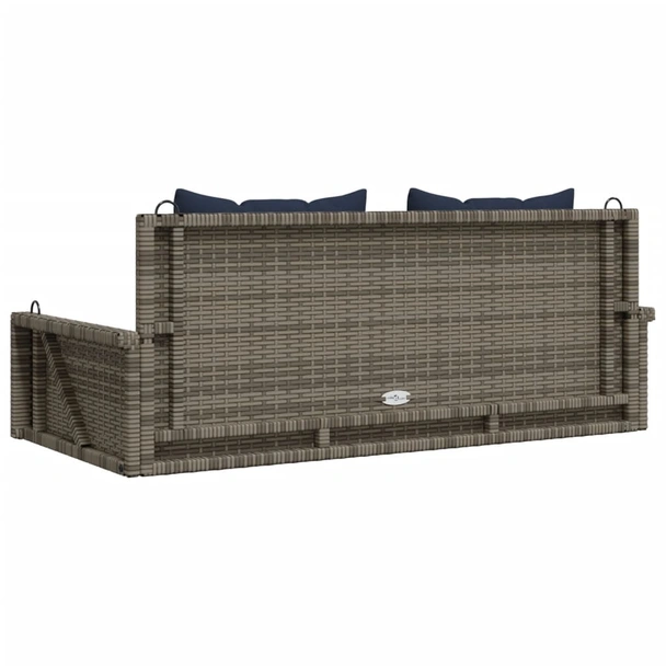 Пейка-люлка 119x56x48 см сива — PE ратан — с възглавници — стоманена рамка - Image 6