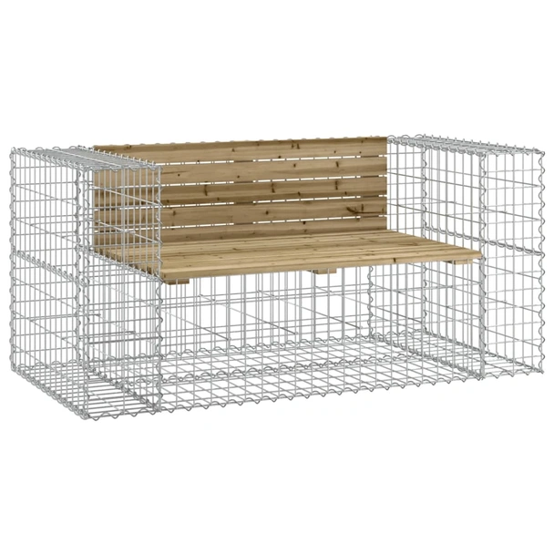 Градинска пейка 143x71x65,5 см — импрегниран бор — с габион - Image 2