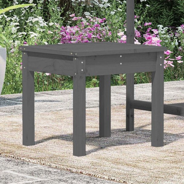 Градинска пейка 50×44×45 см сива — борово дърво масив - Image 3