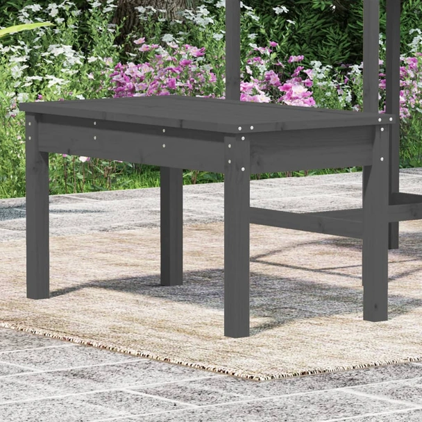 Градинска пейка 80×44×45 см сива — борово дърво масив - Image 3