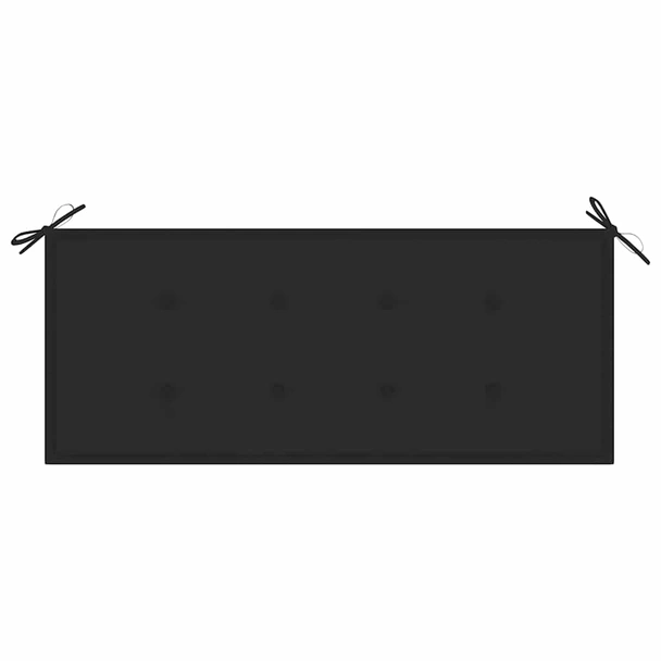 Стифираща градинска пейка 128,5 см кафява — тик масив — с черна възглавница - Image 5