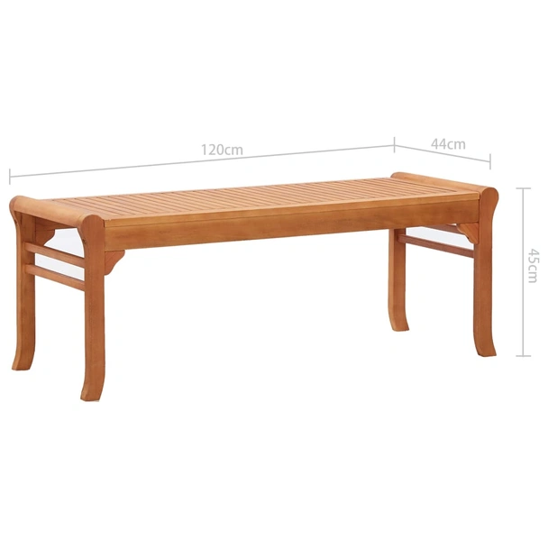 Градинска пейка 120x44x45 см кафява 2-местна — евкалиптово дърво масив - Image 6