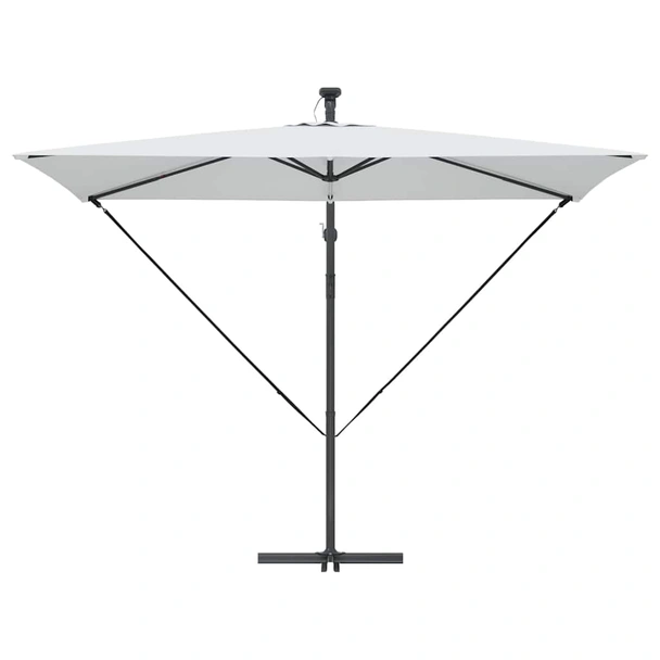 Плажен чадър 2.9 x 2 x 2.7 м пясъчен — полиестер — с LED — алуминий - Image 4