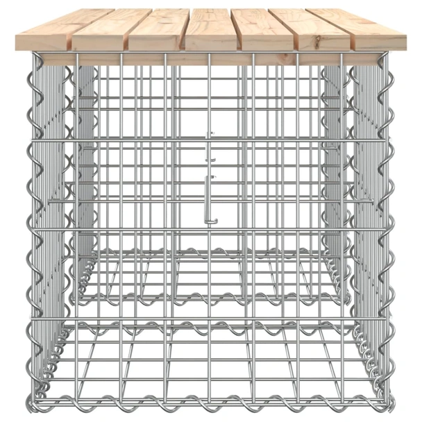 Градинска пейка с габион 103×44×42 см — борово дърво — поцинкована стомана - Image 4