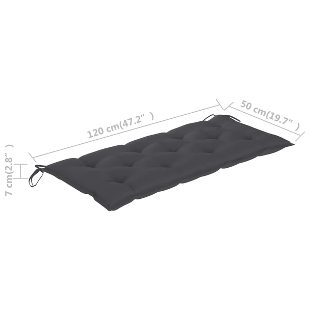 Градинска пейка 120x50x90 см кафява — акация масив — антрацит (7 см) - Image 10