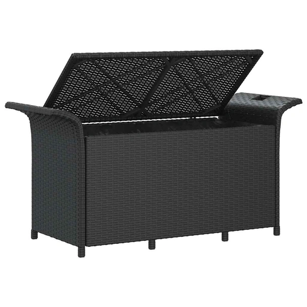 Пейка за съхранение 116×46×57 см черна — PE ратан — с PVC подплата - Image 6