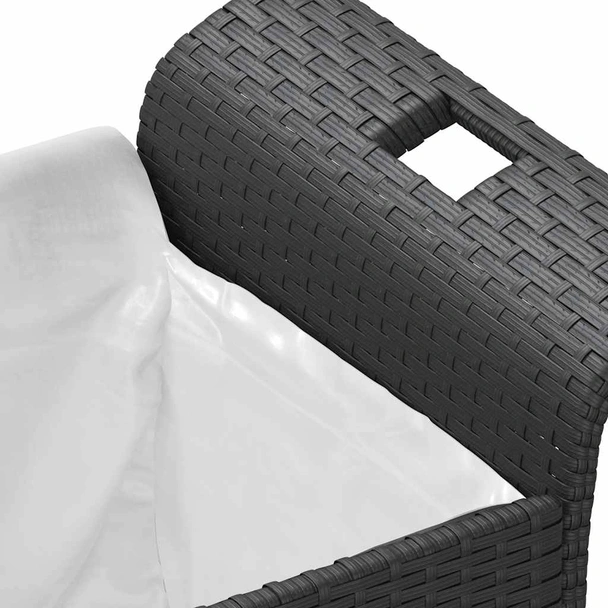 Пейка за съхранение 116×46×57 см черна — PE ратан — с PVC подплата - Image 7