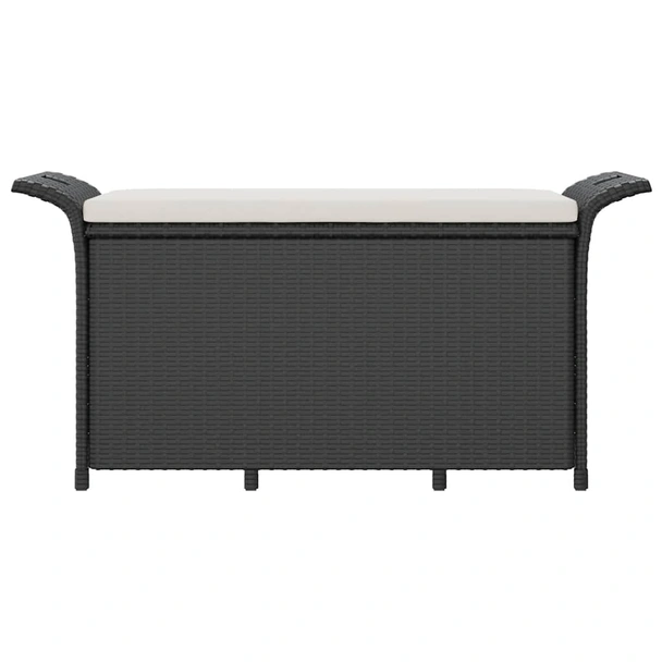 Пейка за съхранение 116×46×57 см черна — PE ратан — с PVC подплата - Image 4