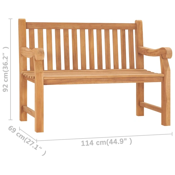 Градинска пейка 114x69x92 см кафява — тиково дърво масив - Image 7