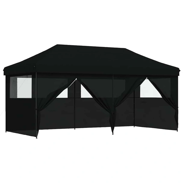 Pop-up парти шатра 5,8 x 2,9 м черна — оксфорд с PVC — 4 стени — стомана - Image 8