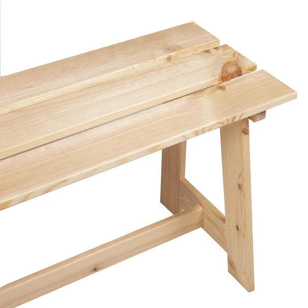 Външна пейка 119 × 37 × 47 см естествена — масивно борово дърво - Image 7