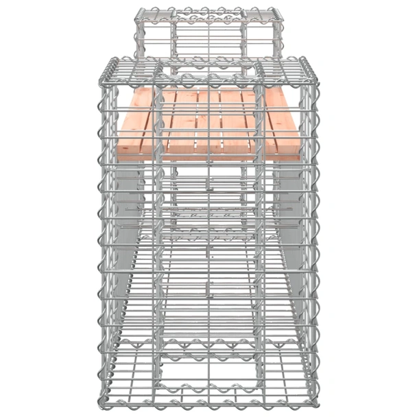 Градинска пейка 183x41x60,5 см — дугласка дървесина — с габион и кашпи - Image 4