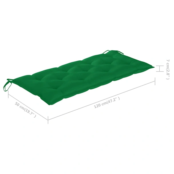 Градинска пейка 120x55x90 см кафява — бамбук — зелена възглавница - Image 11