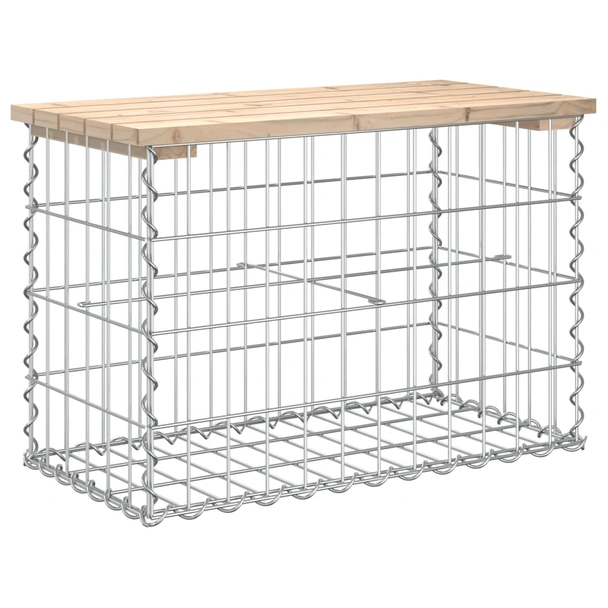 Градинска пейка 63x31,5x42 см — бор масив — с габион - Image 5
