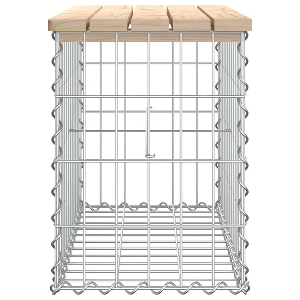 Градинска пейка 63x31,5x42 см — бор масив — с габион - Image 4