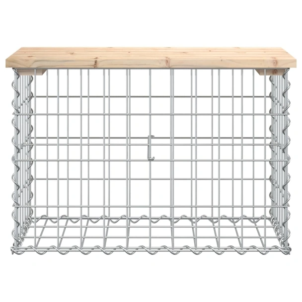 Градинска пейка 63x31,5x42 см — бор масив — с габион - Image 3