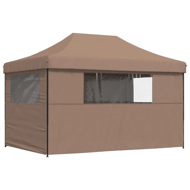 Pop-up парти шатра 4,1 x 2,8 м кафява — оксфорд с PVC — 4 стени — стомана - Image 5