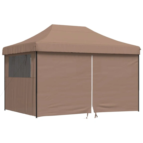 Pop-up парти шатра 4,1 x 2,8 м кафява — оксфорд с PVC — 4 стени — стомана - Image 2