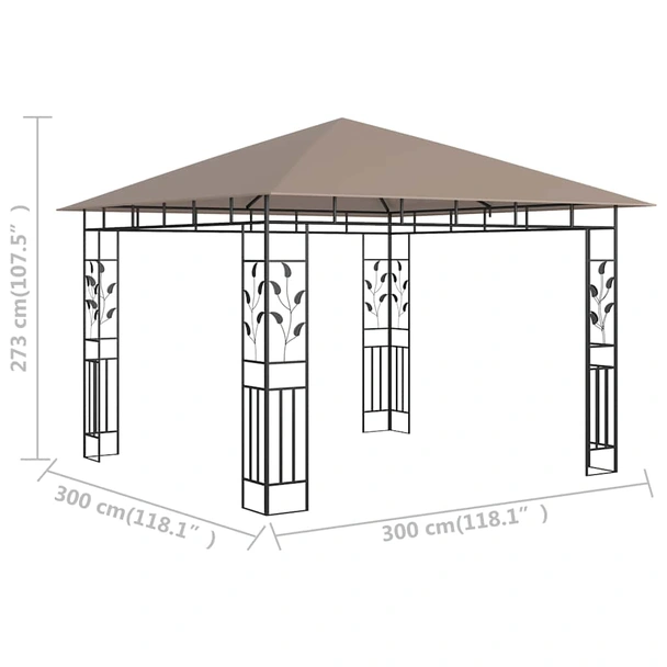 Шатра 3 x 3 м таупе — полиестер 180 г/м² — мрежи против комари - Image 5