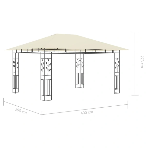 Шатра 4 x 3 м кремава — полиестер 180 г/м² — комарник и LED — стомана - Image 11
