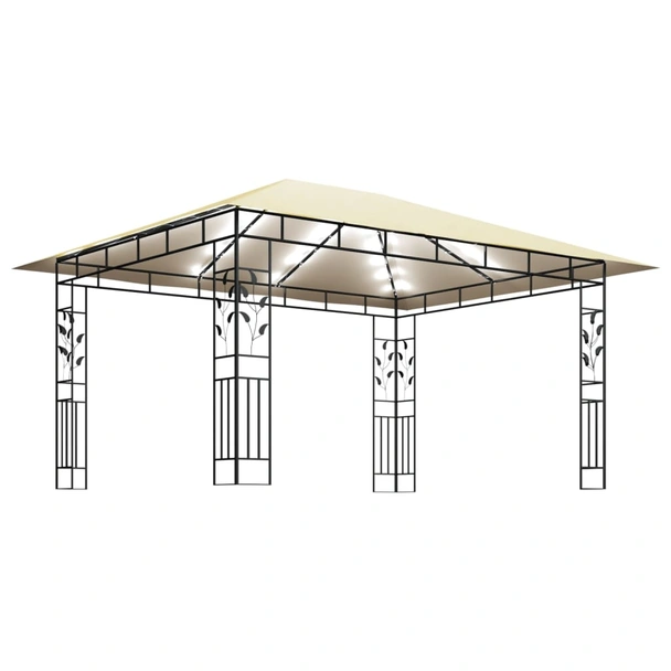 Шатра 4 x 3 м кремава — полиестер 180 г/м² — комарник и LED — стомана - Image 4