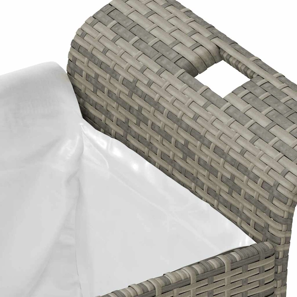 Пейка за съхранение 116×46×57 см сива — PE ратан — с PVC подплата - Image 7