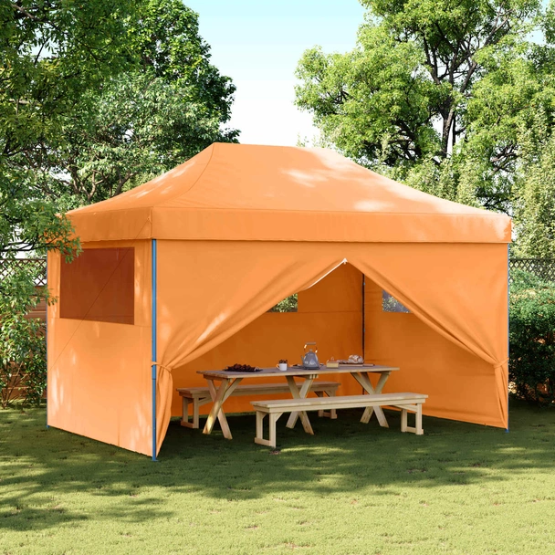 Pop-up парти шатра 4,4 x 2,9 м оранжева — оксфорд плат — 4 стени — стомана