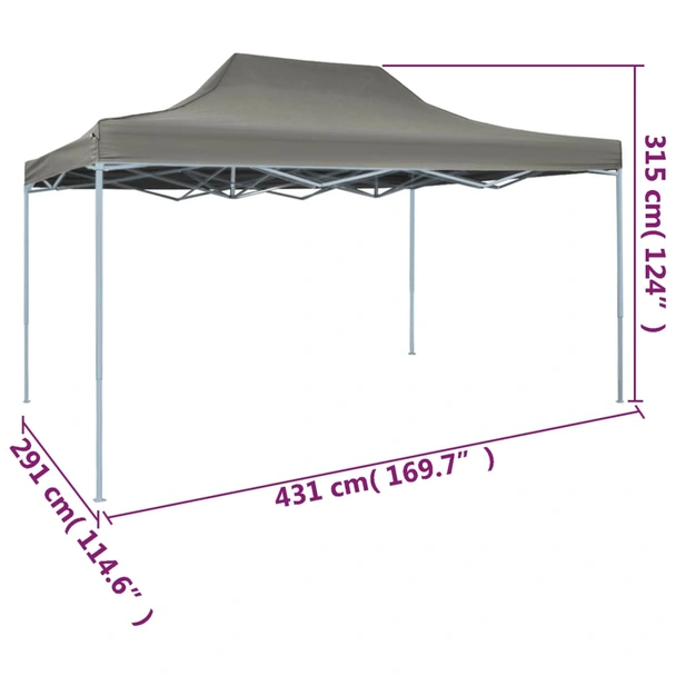 Pop-up шатра 4,3 x 2,9 м антрацит — оксфорд PVC — стоманена рамка - Image 11