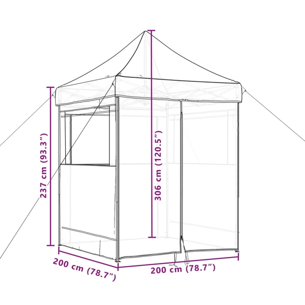 Pop-up парти шатра 2 x 2 м оранжева — оксфорд с PVC — 4 стени — стомана - Image 10