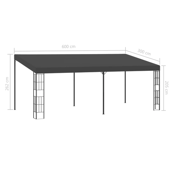 Шатра за стенен монтаж 6 x 3 м антрацит — полиестер — стоманена рамка - Image 6