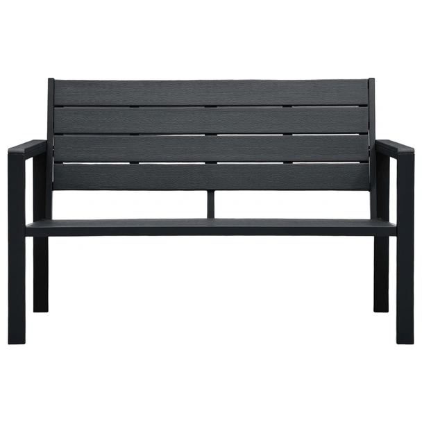 Градинска пейка 120 × 64 × 78 см черна — HDPE имитация дърво — стоманена рамка - Image 2