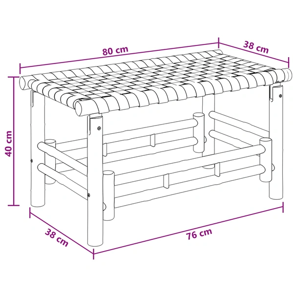 Градинска пейка 80 × 38 × 40 см — бамбук — правоъгълна - Image 6