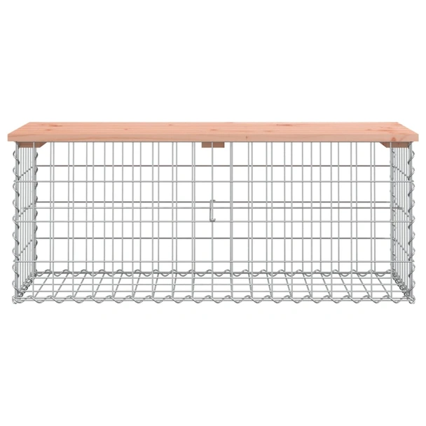 Градинска пейка 103x44x42 см кафява — дугласко дърво масив — с габион - Image 3