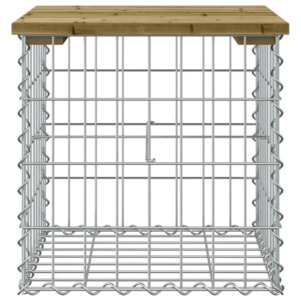 Градинска пейка с габион 43×44×42 см — импрегниран бор — поцинкована стомана - Image 3