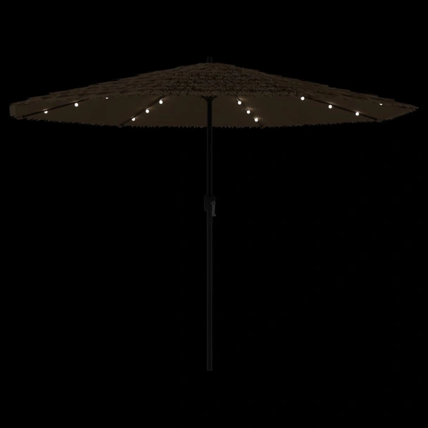 Градински чадър 3.2 x 3.2 м кафяв — слама — LED — стомана - Image 8