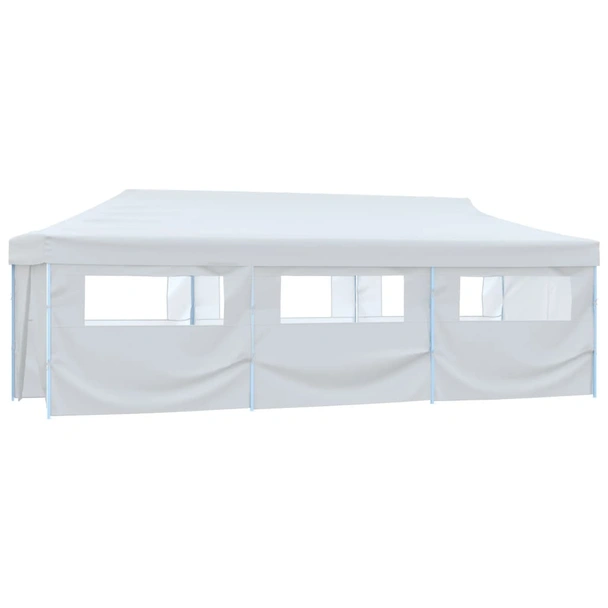 Парти шатра 3 x 9 м бяла — оксфорд плат — 8 страници — стоманена рамка - Image 2