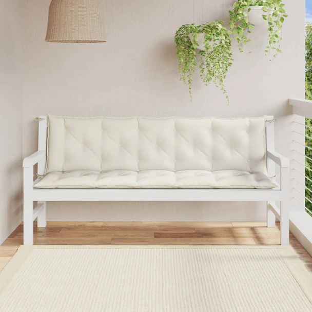 Възглавници за пейка 180x50x7 см кремави — комплект 2 бр - Image 3