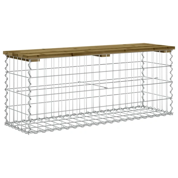 Градинска пейка 103x31,5x60 см — импрегниран бор — с габион - Image 5