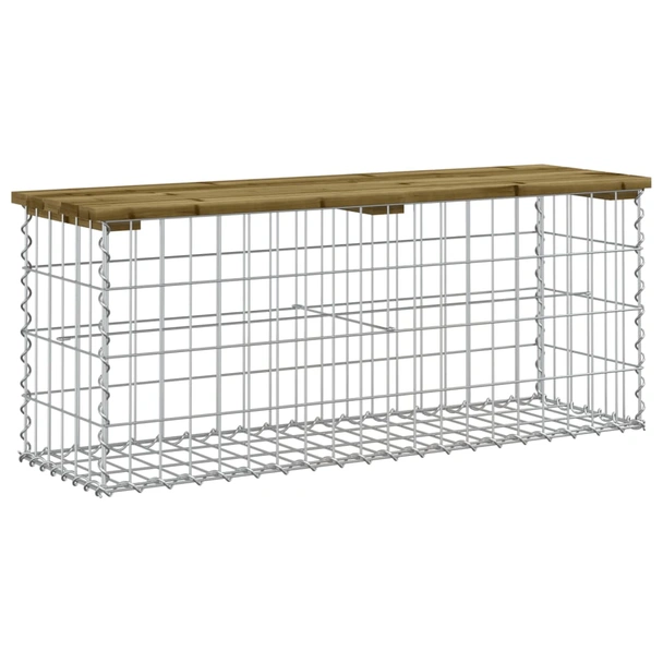 Градинска пейка 103x31,5x60 см — импрегниран бор — с габион - Image 2