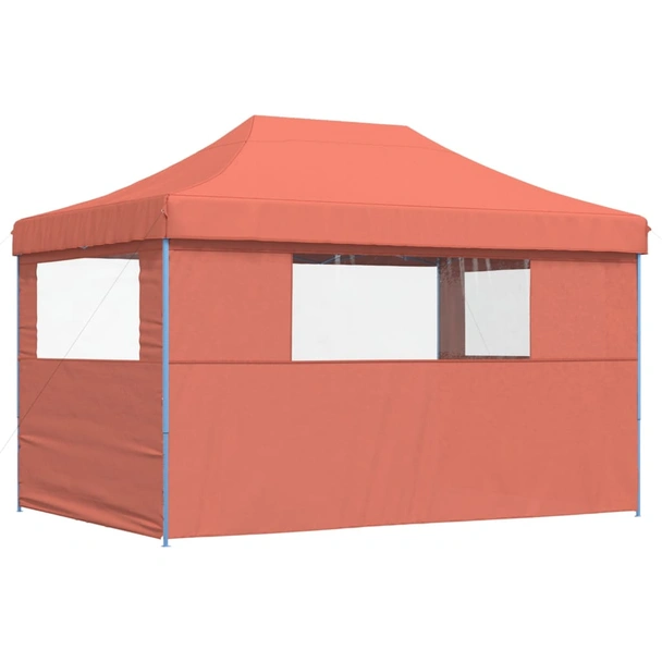 Pop-up парти шатра 4,1 x 2,8 м теракота — оксфорд с PVC — 3 стени — стомана - Image 5