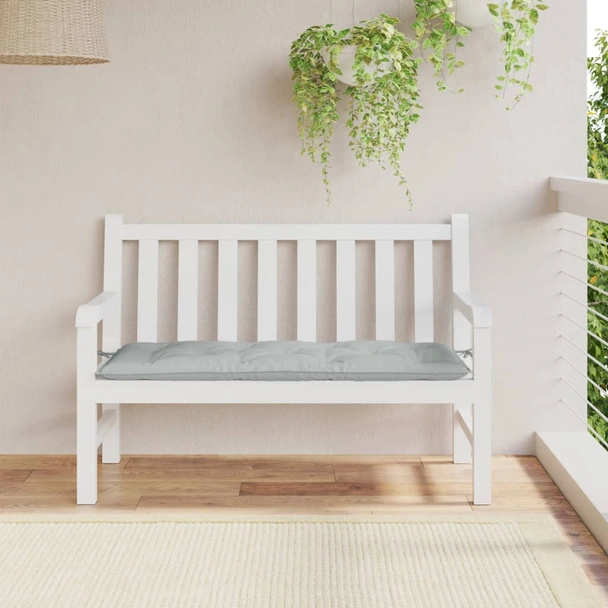 Възглавница за пейка 120x50x7 см светлосива меланж — полиестер - Image 3