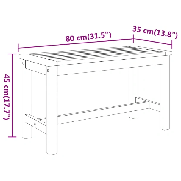 Градинска пейка 80 × 35 × 45 см кафява — акация масив — без възглавница - Image 7
