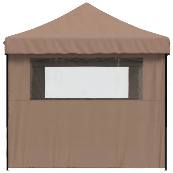 Pop-up парти шатра 4,1 x 2,8 м кафява — оксфорд с PVC — 3 стени — стомана - Image 5