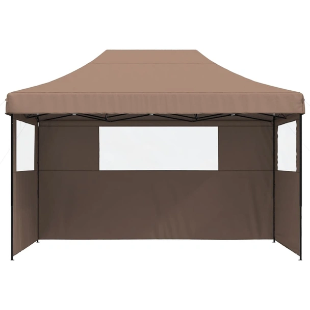 Pop-up парти шатра 4,1 x 2,8 м кафява — оксфорд с PVC — 3 стени — стомана - Image 3