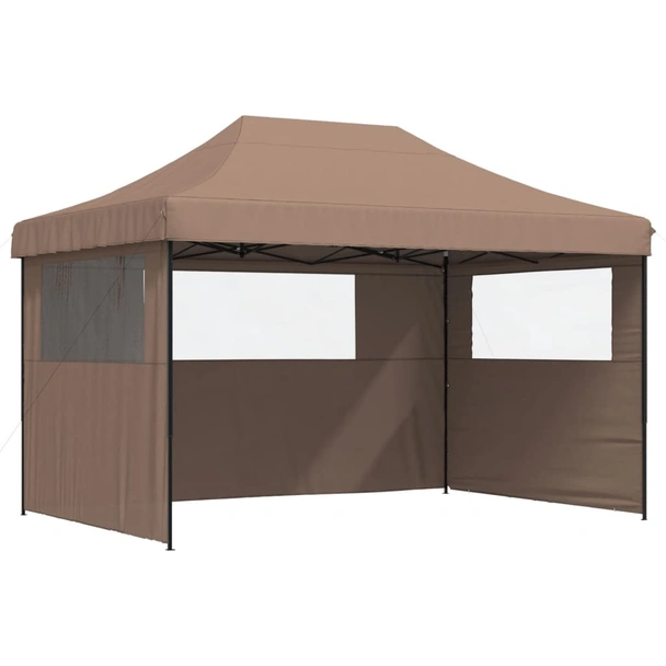 Pop-up парти шатра 4,1 x 2,8 м кафява — оксфорд с PVC — 3 стени — стомана - Image 2