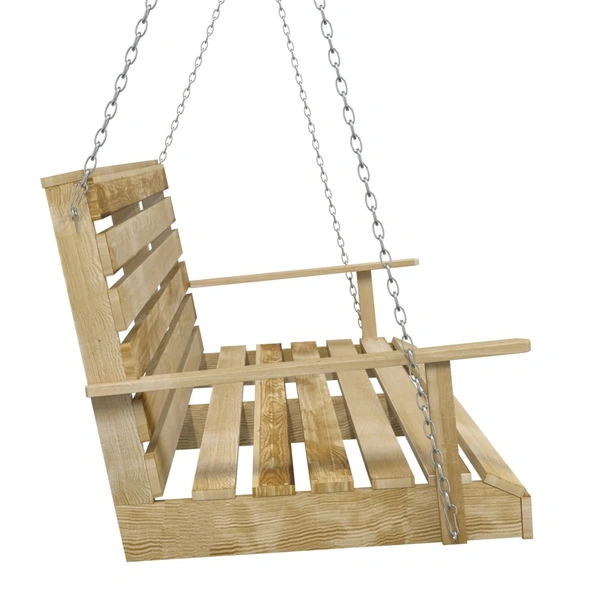 Висяща пейка-люлка 110×65×60 см кафява — импрегниран бор — с вериги - Image 4