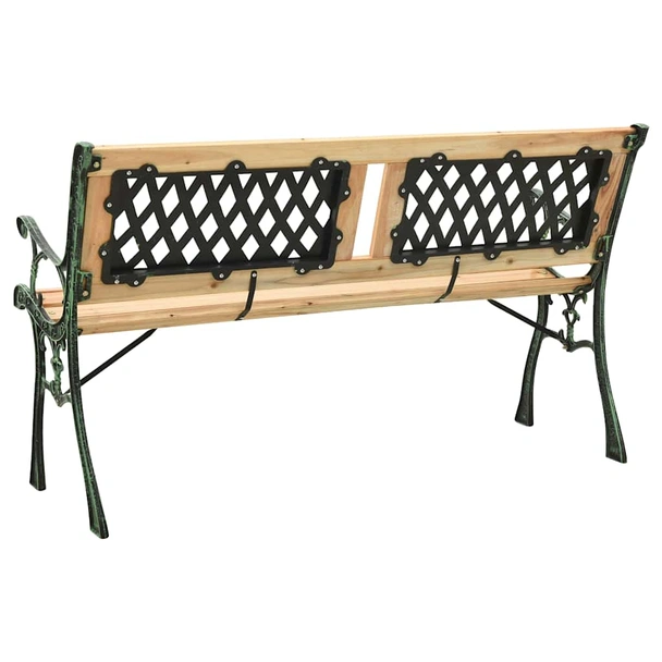 Градинска пейка 122x54x73 см кафява — чам масив и чугун — PVC облегалка - Image 4