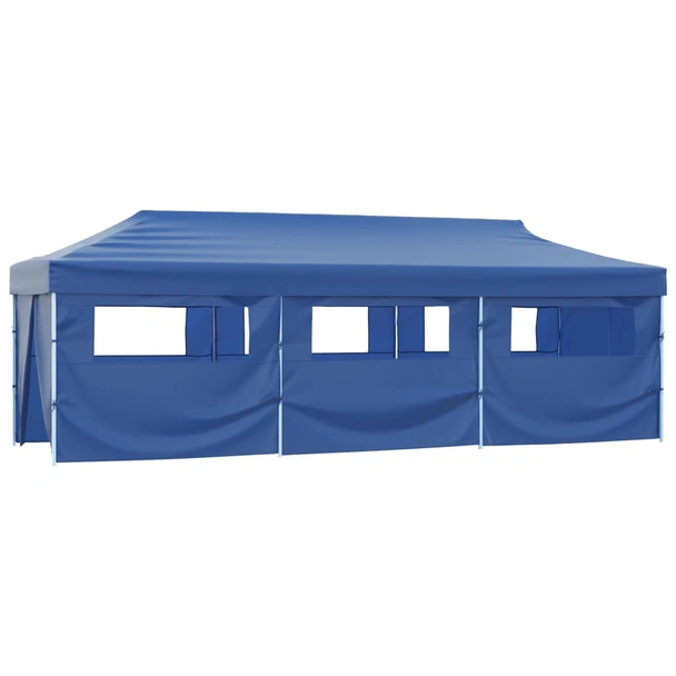 Сгъваема парти шатра 8,7 x 2,9 м синя — оксфорд PVC — 8 стени — стомана - Image 2